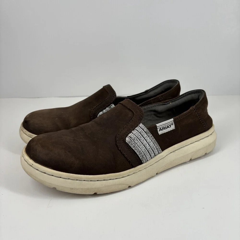 Ariat Ryder Cruiser Women's US 9B Palm/Brown Leather Comfort Slip-On Loafer Shoe